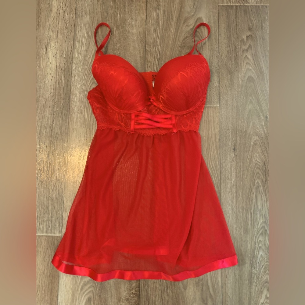 red lingerie dress
